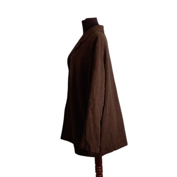 J Jill 20W Blazer Jacket Lined Snap Closure Wool Blend Oversized Brown Heather - Picture 4 of 12